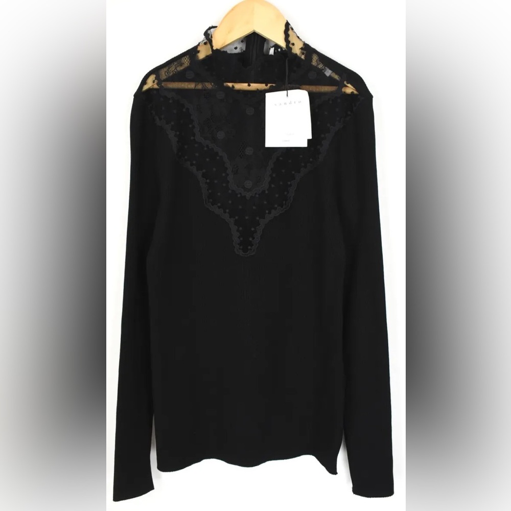 SANDRO Yann lace detail blouse
